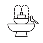 Bird perched on birdbath icon