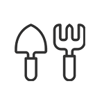 Garden spade and rake icon