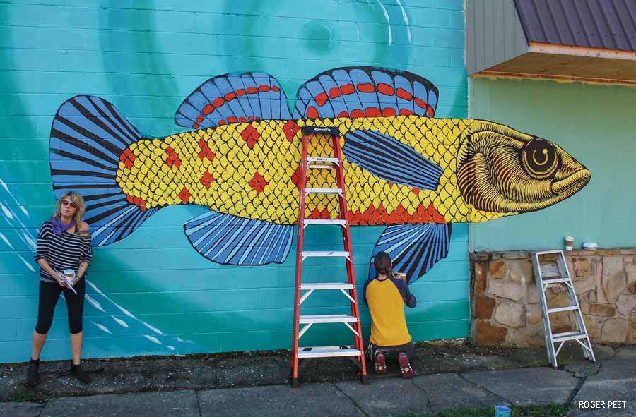 Mural of watercress darter in Birmingham, Alabama
