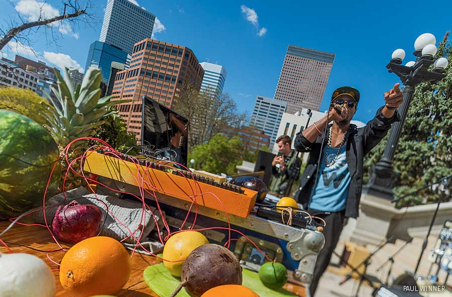 Hip hop artist DJ Cavem performing 